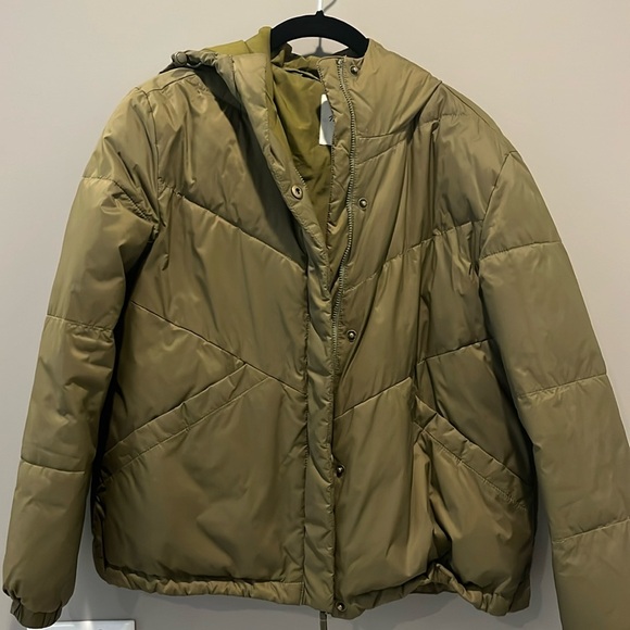 Madewell Chevron Packable Puffer Jacket Green XS - Picture 1 of 5